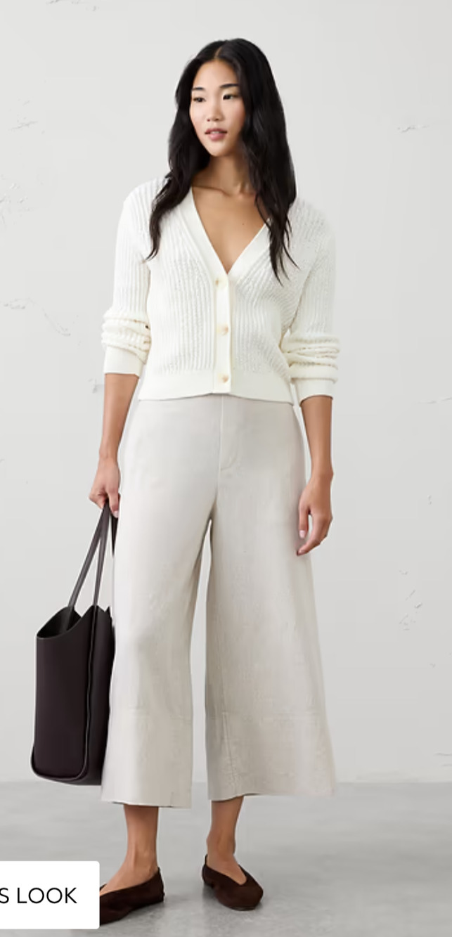 Banana Republic Factory Any day Wide Leg Cropped Flax Linen Blend Pants